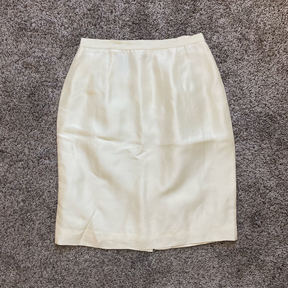 Butter Yellow Vintage 100% Silk Pencil Skirt